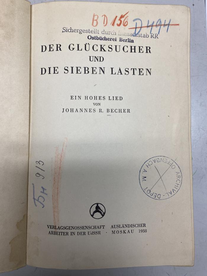 00/13146 : Der Glücksucher und die sieben Lasten : ein hohes Lied (1938)