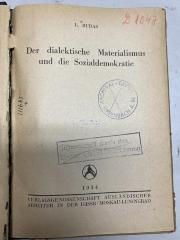 00/10981 : Der dialektische Materialismus und die Sozialdemokratie (1934)