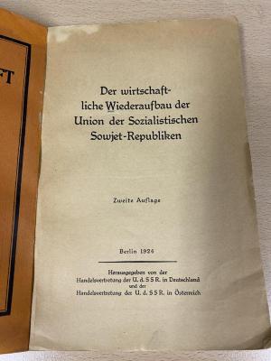 00/11160 : Der wirtschaftliche Wiederaufbau der Union der Sozialistischen Sowjet-Republiken (1924)