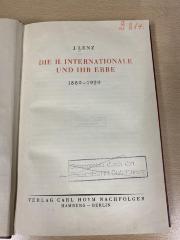 00/7928 : Die 2. Internationale und ihr Erbe 1889-1929 (1930)