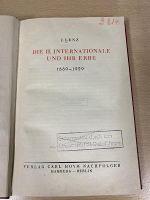 00/7928 : Die 2. Internationale und ihr Erbe 1889-1929 (1930)