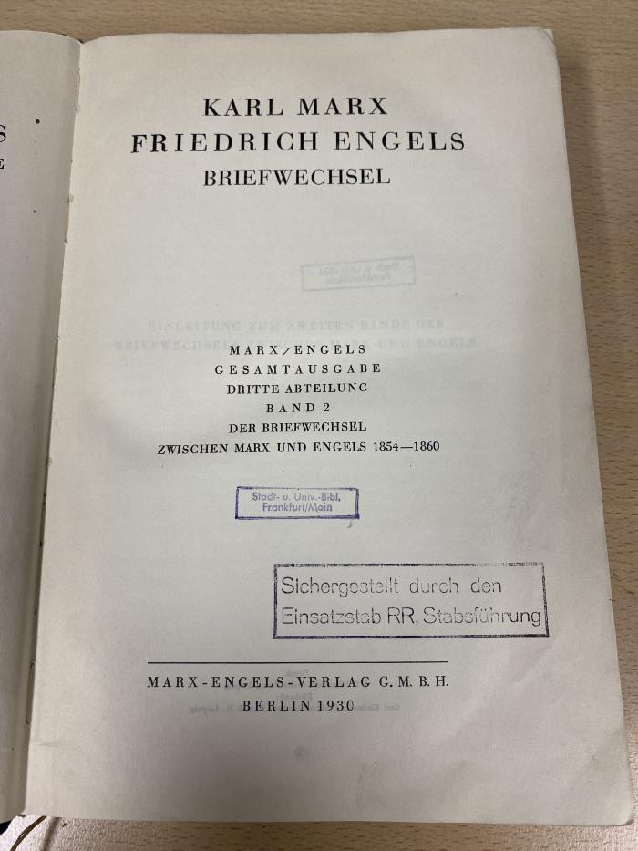 00/7594 Abt. 3, Bd. 2 : Der Briefwechsel zwischen Marx und Engels 1861 - 1867 (1930)