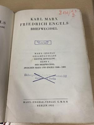 00/7594 Abt. 3, Bd. 4 : Der Briefwechsel zwischen Marx und Engels 1868 - 1883 (1931)