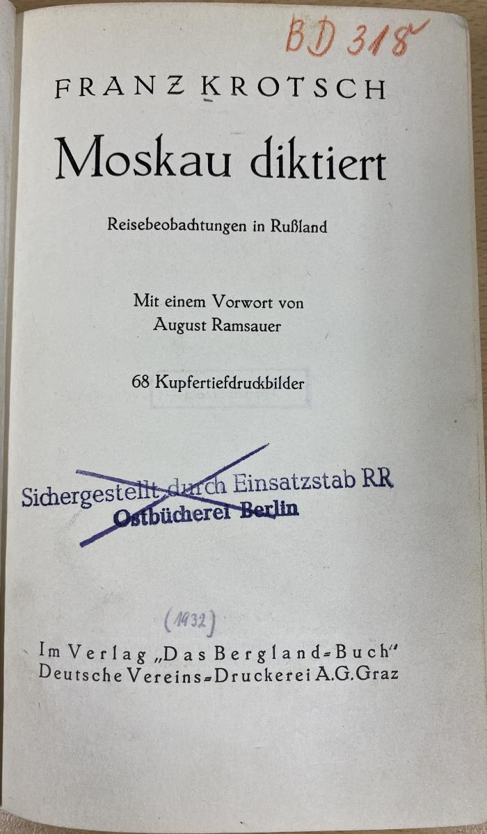 00/8725 : Moskau diktiert : Reisebeobachtungen in Rußland (1932)