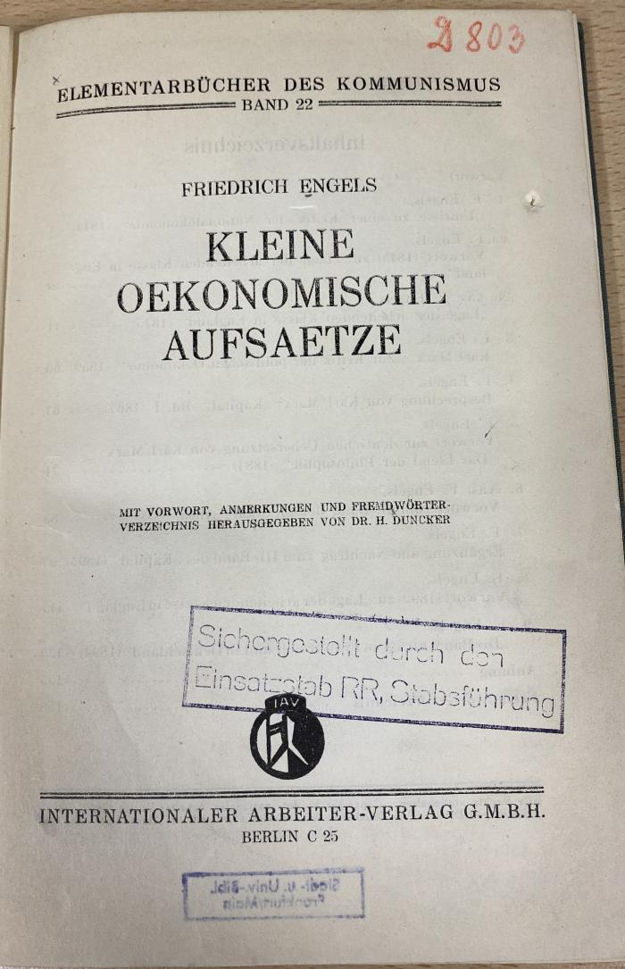 00/8906 : Kleine ökonomische Aufsätze (1931)