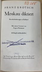 00/8725 : Moskau diktiert : Reisebeobachtungen in Rußland (1932)