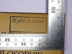 - (Damm, Herm.), Stempel: Berufsangabe/Titel/Branche, Name; 'Dr. phil. H. Damm'.  (Prototyp)
