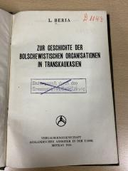 00/9160 : Zur Geschichte der bolschewistischen Organisationen in Transkaukasien (1936)