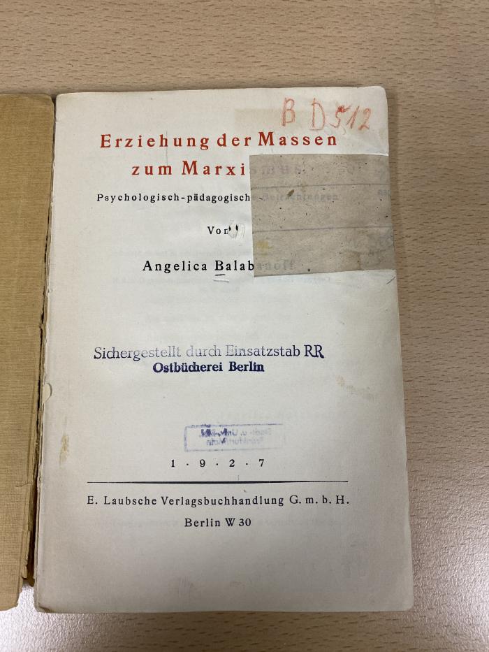00/9117 : Erziehung der Massen zum Marxismus : Psychologisch-pädagogische Betrachtungen (1927)