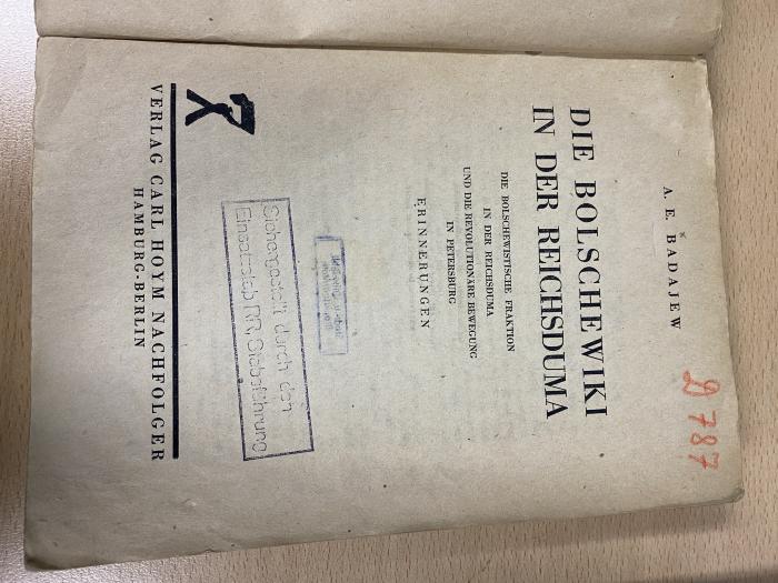 00/9546 : Die Bolschewiki in der Reichsduma : die bolschewistische Fraktion in der Reichsduma und die revolutionäre Bewegung in Petersburg (1932)