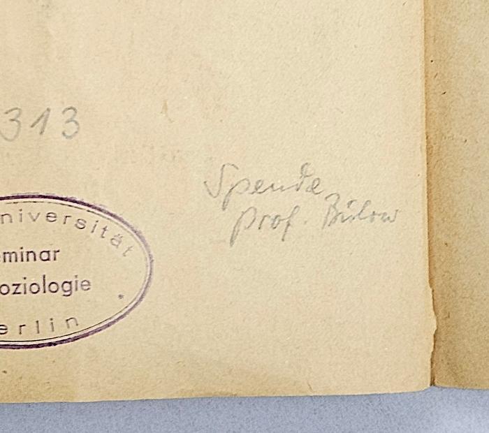 A 2/SIM 128 : Philosophie der Mode (1905);- (Bülow, Friedrich Prof. Dr. ), Von Hand: Besitzwechsel; 'Spende Prof. Bülow'. 