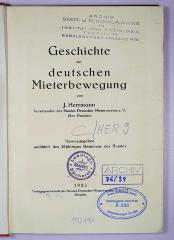 C / HER 9 : Geschichte der deutschen Mieterbewegung (1925)