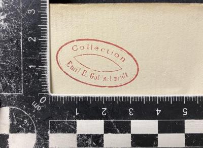 - (Goldschmidt, Emil B.), Stempel: Name; 'Collection Emil B. Goldschmidt'.  (Prototyp)