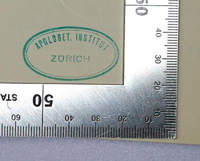 E 2 /KUE 5 : Charakter, Einzelmensch und Gruppe (1933);- (Apologetisches Institut Zürich), Stempel: Name, Ortsangabe; 'Apologet. Institut Zürich'. 