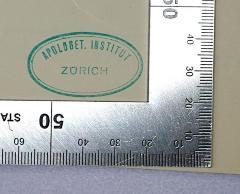 - (Apologetisches Institut Zürich), Stempel: Name, Ortsangabe; 'Apologet. Institut Zürich'. 