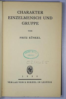 E 2 /KUE 5 : Charakter, Einzelmensch und Gruppe (1933)