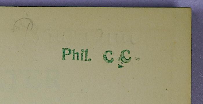 E 2 /KUE 5 : Charakter, Einzelmensch und Gruppe (1933);-, Von Hand: Name; 'Baumann Phil. C.C.'
