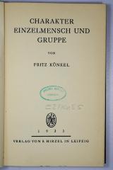 E 2 /KUE 5 : Charakter, Einzelmensch und Gruppe (1933)
