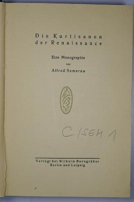 C / SEM 1 : Die Kurtisanen der Renaissance (1914)