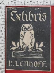 - (Lenhoff, Hans), Papier: Exlibris; 'Exlibris H. Lenhoff.'.  (Prototyp)