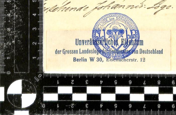 - (Johannis-Loge zur Sonnenrose, Augsburg), Stempel: Name; 'Joh-Loge zur Sonnenrose Augsburg'.  (Prototyp)