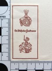 - (Freckmann, Dr. Wilhelm), Etikett: Exlibris; 'Dr. Wilhelm Freckmann'.  (Prototyp)