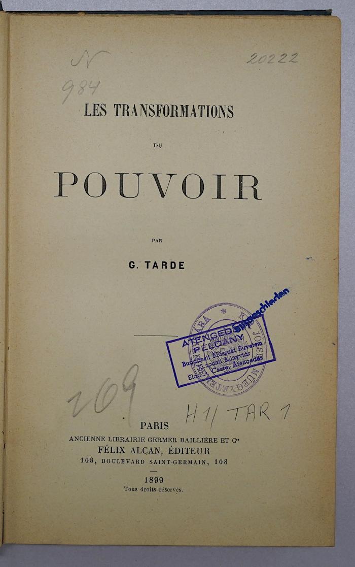 Ig 171 : Les Transformations Du Pouvoir (1899)