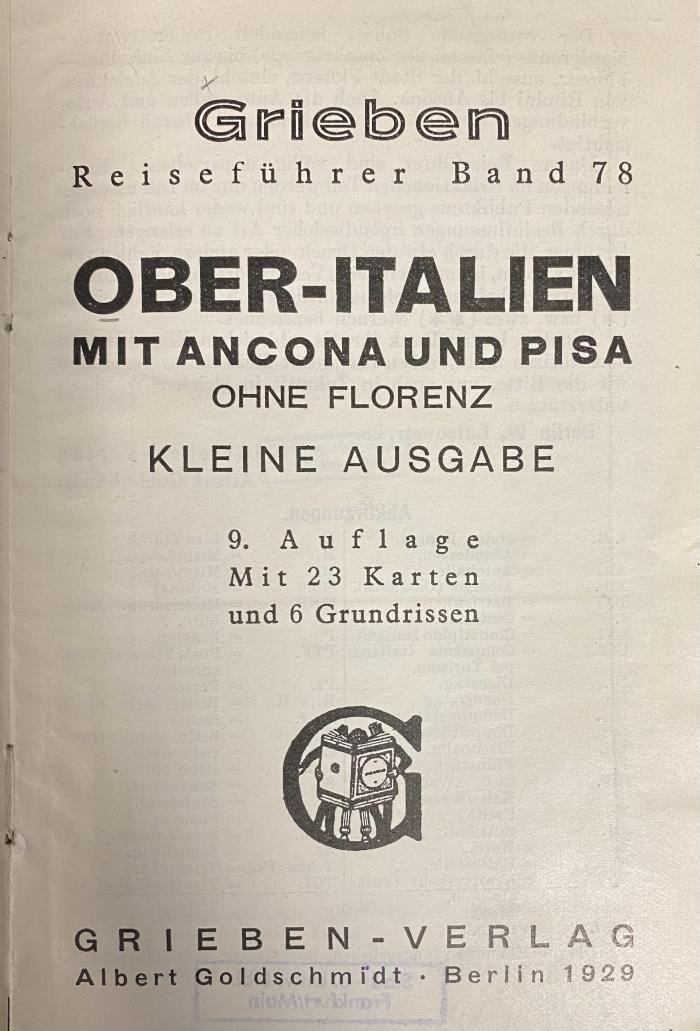 00/12751 : Ober-Italien mit Ancona und Pisa, ohne Florenz (1929)
