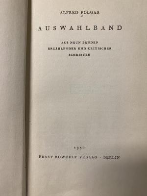 00/6583 : Auswahlband : aus neun Bänden erzählender und kritischer Schriften (1930)