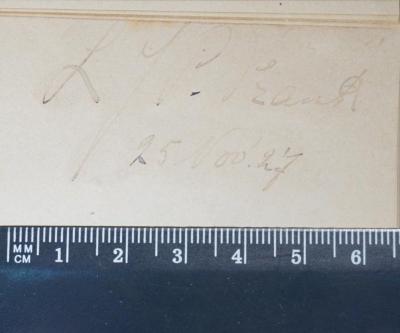 - (Frank, L. J. P. ), Von Hand: Name, Datum; 'L. J. P. Frank 25. Nov. 27'. 