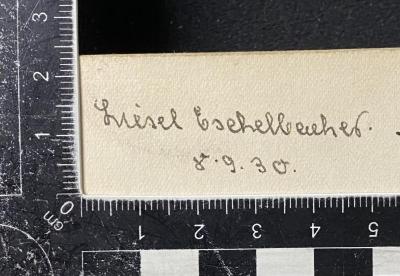 - (Eschelbacher, Liesel), Von Hand: Autogramm, Datum; 'Liesel Eschelbacher. 8.9.30'. 