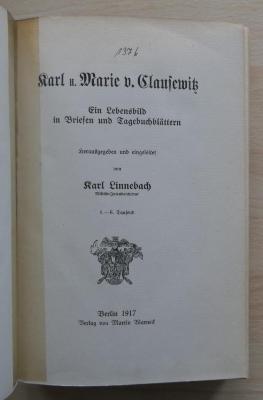 1376 : Karl u. Marie v. Clausewitz : ein Lebensbild in Briefen und Tagebuchblättern (1917)
