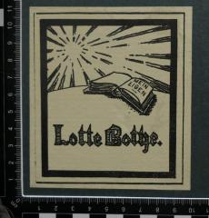 - (Bothe, Lotte), Etikett: Exlibris; 'Mein Eigen
Lotte Bothe'. 