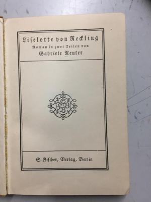 42/1629 : Liselotte von Reckling : Roman ([1909])