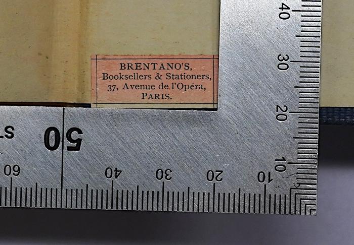 - (Brentano's, Booksellers & Stationers Paris), Etikett: Buchhändler; 'BRENTANO'S, Booksellers & Stationers, 37, Avenue de l'Opera, PARIS.'. ;V 4375-1;V 4375-2 ; ;: Unknown Mongolia, Vol. 1 und 2 (1913)