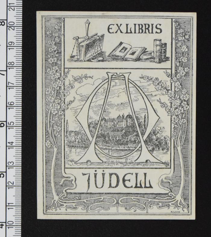 - (Jüdell, Anna (geb. Mendel);Lüchow, Minna), Etikett: Exlibris, Name; 'EX LIBRIS AO JÜDELL'. 