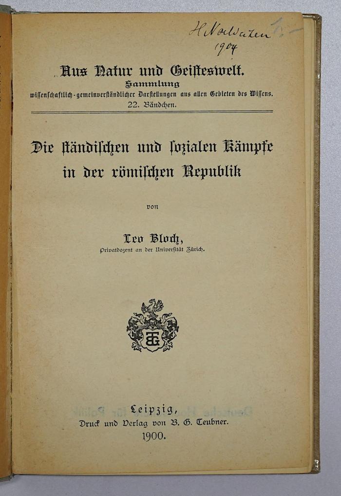 B 211 : Die ständischen und sozialen Kämpfe in der römischen Republik (1900)