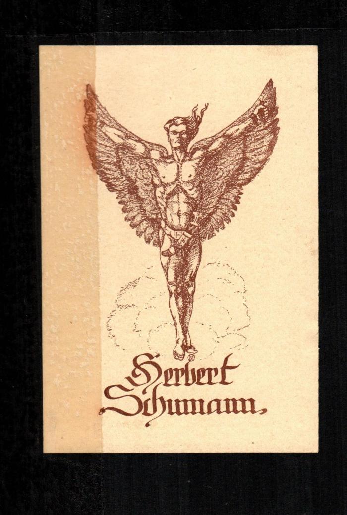 - (Schumann, Herbert), Etikett: Exlibris; 'Herbert Schumann'. 