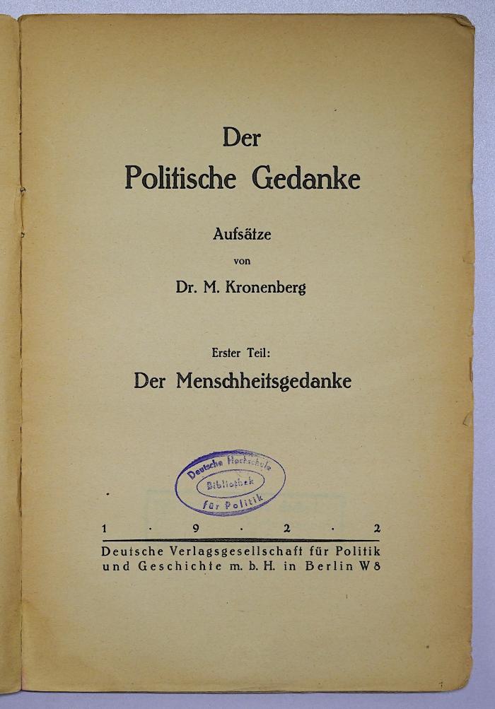 Be 938-1 bis 4 : Der politische Gedanke. 1 bis 4
 (1922, 1927)