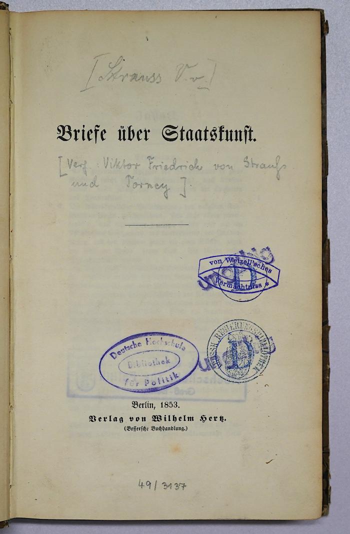 Be 632 : Briefe über Staatskunst (1853)