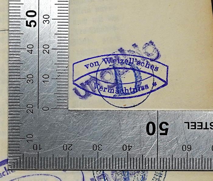 Be 632 : Briefe über Staatskunst (1853);-, Stempel: Name; 'von Wetzell'sches Vermächtniss'