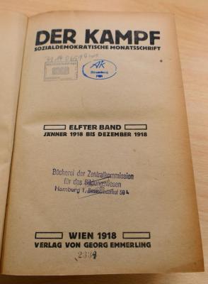 71140651 : Der¬ Kampf : sozialdemokratische Monatsschrift. - 11. (1918), H. 1/12.  (1918)