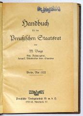 Be 850 : Handbuch für den Preußischen Staatsrat : Mai 1922 (1922)