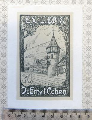 - (Cohen, Dr. Ernst), Etikett: Exlibris; 'EX LIBRIS / Dr. Ernst Cohen'. 
