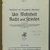 296.204 VOGE : Um Wahrheit Recht und Frieden (1924)