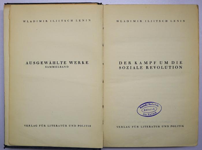 Be 965 :  Ausgewählte Werke. 1, Der Kampf um die soziale Revolution (1925)