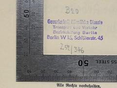 - (Gewerkschaft öffentliche Dienste Transport und Verkehr Bezirksleitung Berlin), Stempel: Name, Ortsangabe; 'Gewerkschaft öffentliche Dienste Transport und Verkehr Bezirksleitung Berlin Berlin W 15, Schlüterstr. 45
B20, 252/346'. 