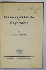 Be 862 : Grundlegung und Geschichte der Sozialpolitik (1927)