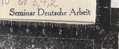 - (Ordensburg Sonthofen NS Schulungszentrum), Stempel: Name; 'Seminar Deutsche Arbeit'.  (Prototyp)