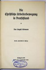 SA 817<2>a : Die christliche Arbeiterbewegung in Deutschland (1909)